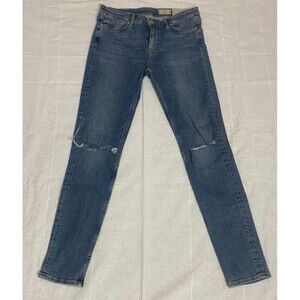 All Saints Mast Fit Skinny Leg Jeans Women's W29 Blue Mid Rise Distressed
